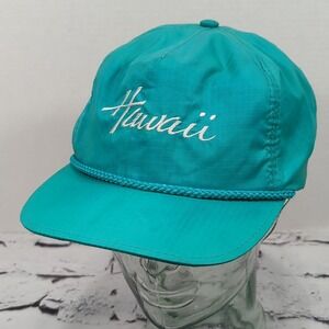 Hawaii Teal Vintage Rope Front Hat Adjustable Ball Cap